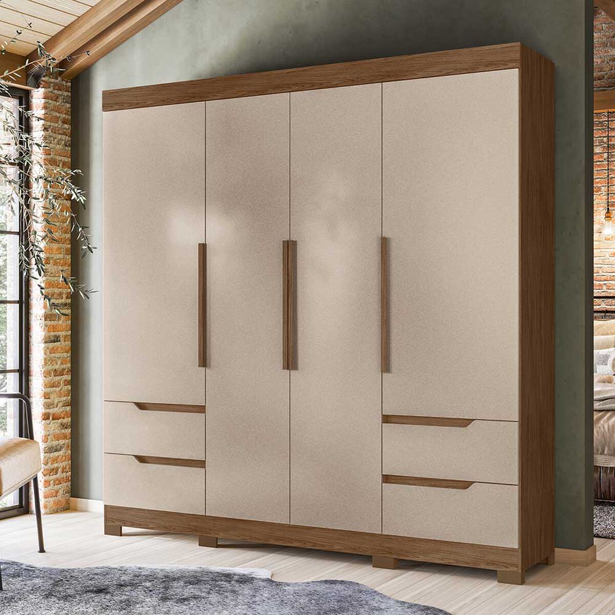 Clóset Vekkahome Vivacce 4 Puertas 4 Cajones Café