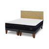 Cama Europea CIC Base Dividida King S&uacute;per Premium + Respaldo Villarrica Mostaza