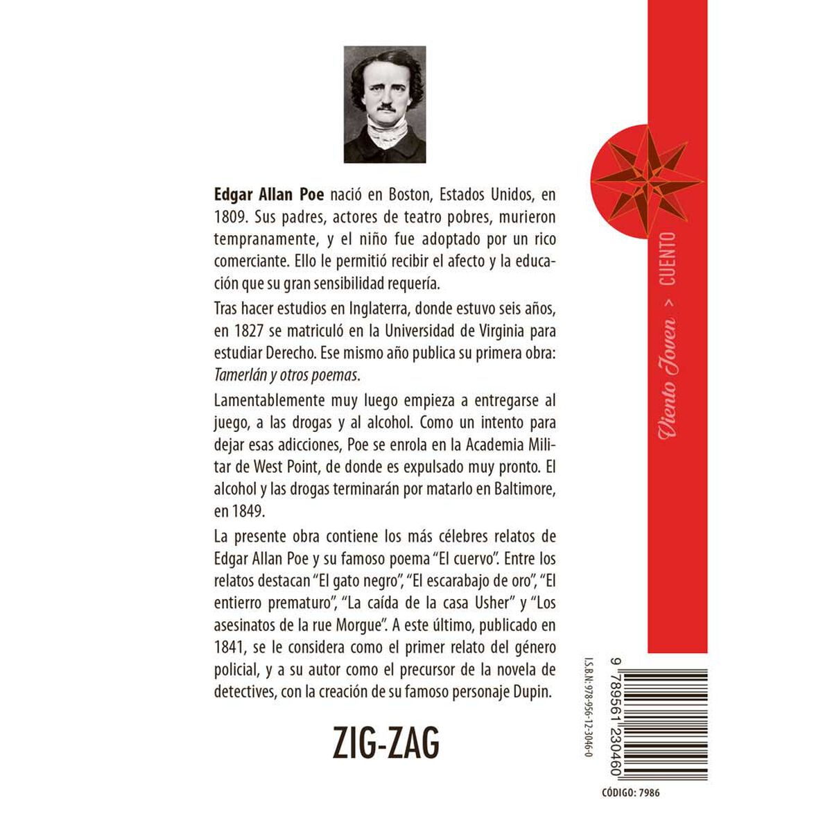 Libro Narraciones Extraordinarias Edgar Allan Poe Editorial Zig-Zag