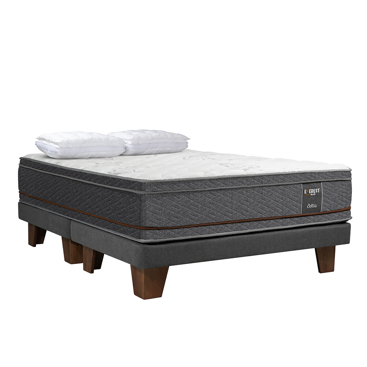 Cama Europea Celta Everest Copper Black King + 2 Almohadas Cotton Top 50 x 90 cm