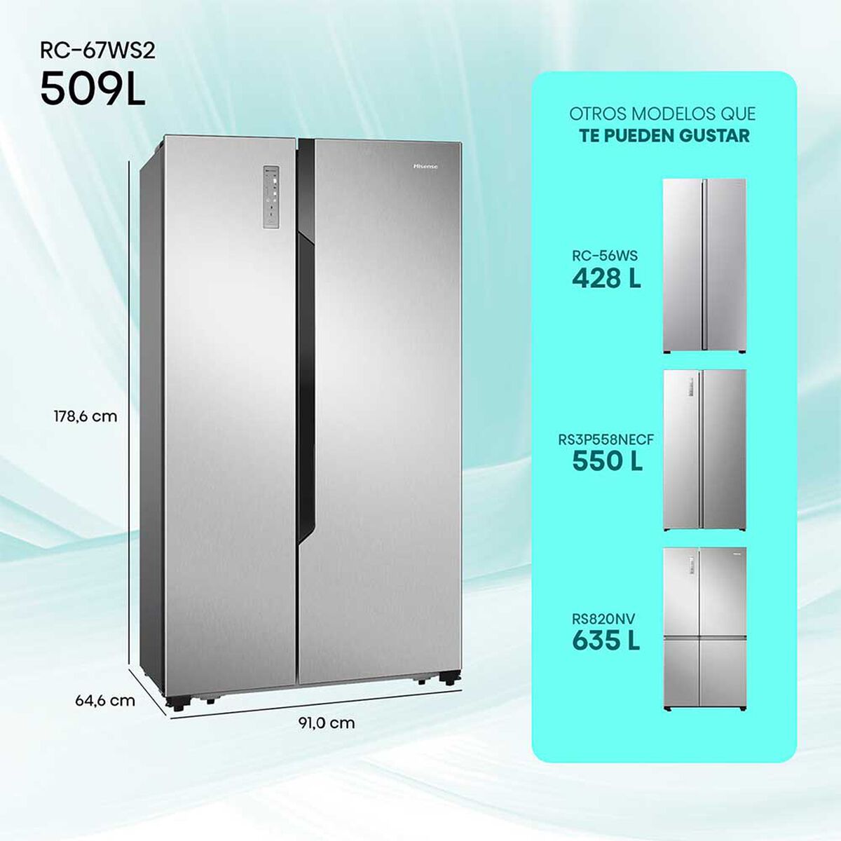 Refrigerador Side by Side Hisense RC-67WS2 509 lts.