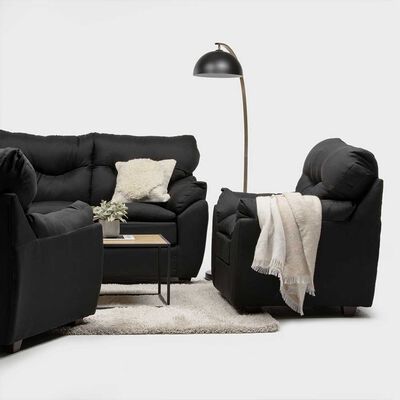 Imagen 2 del producto Juego de Living Almore Belén Sofá 2 Cuerpos + Dos Sillones 1 Cuerpo Negro