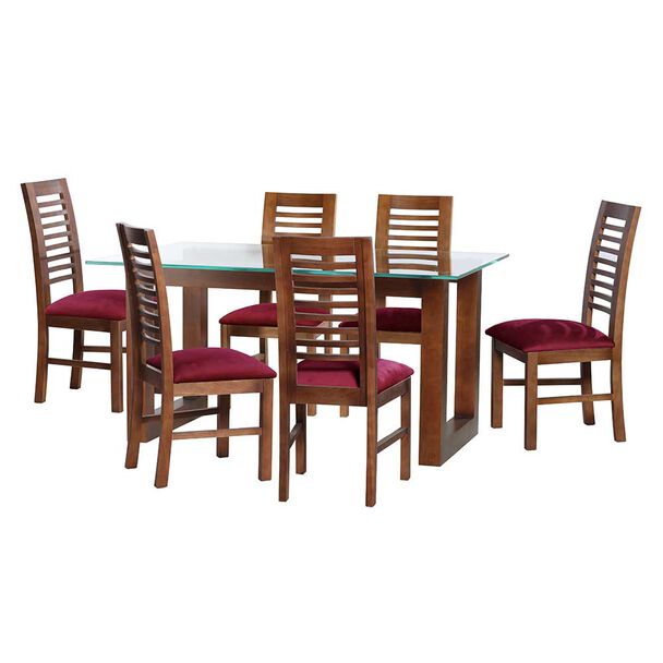 Juego de Comedor Latam Home Pamplona Murcia 6 Sillas Velvet Burdeo