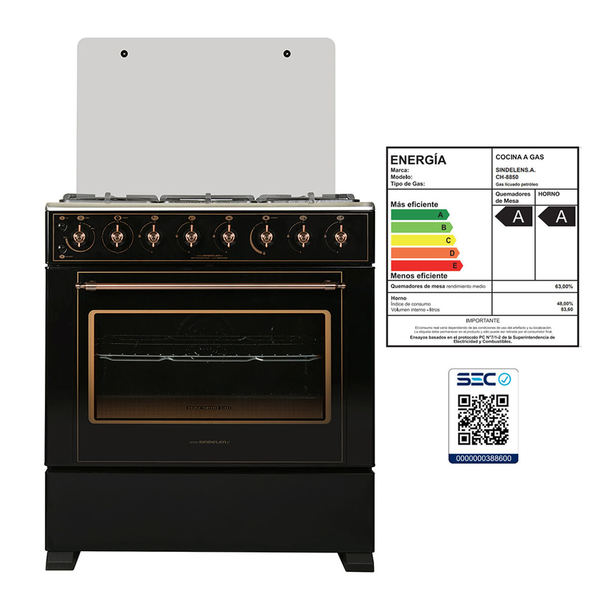 Cocina a Gas Sindelen CH-8850RD 5 Quemadores
