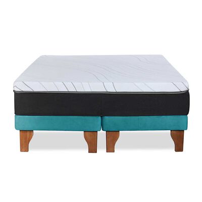 Imagen 2 del producto Cama Europea Latam Home Base Dividida 2 Plazas Zen Top Foam Soft Velvet Turquesa