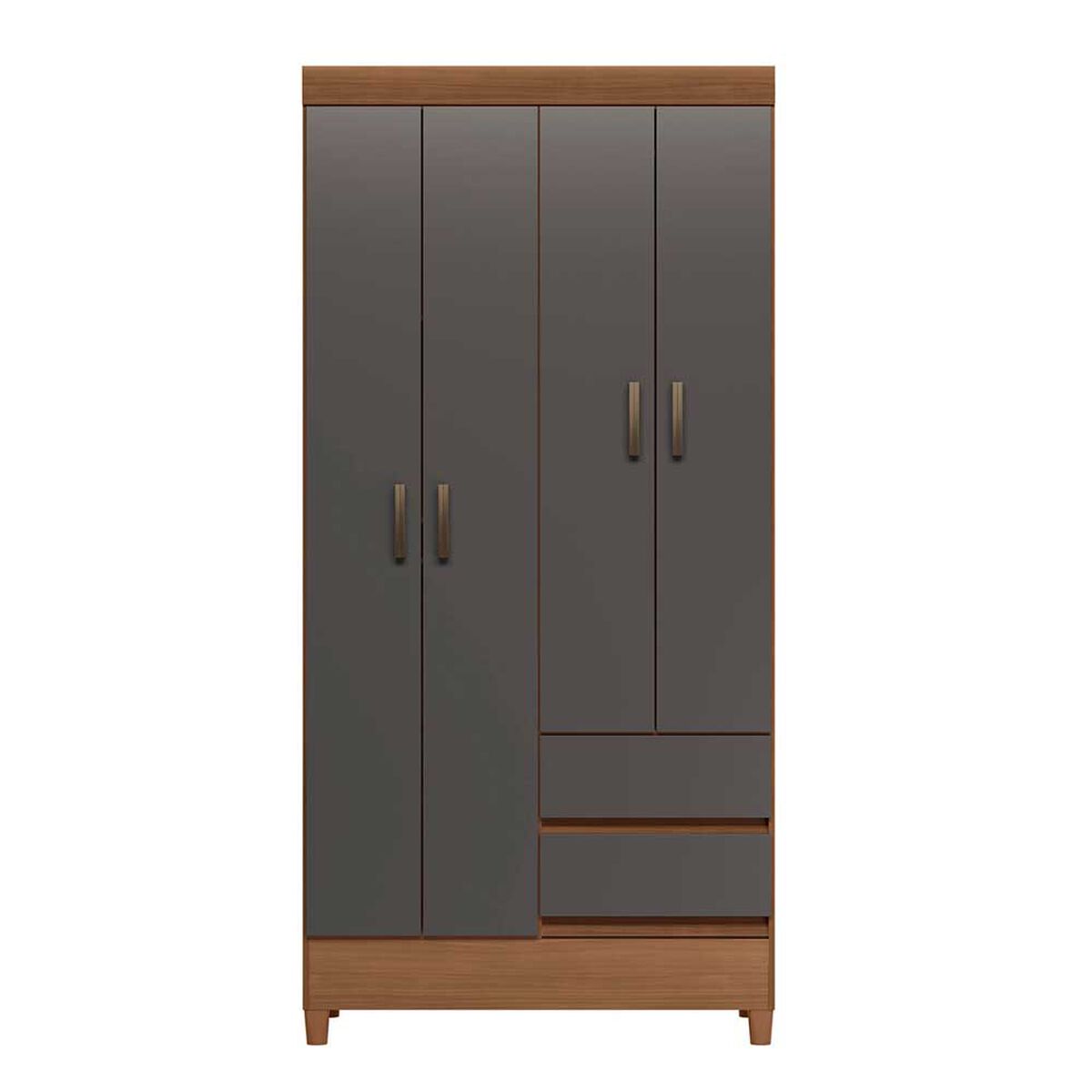 Clóset Casanova Fit 4 Puertas 2 Cajones Café y Gris