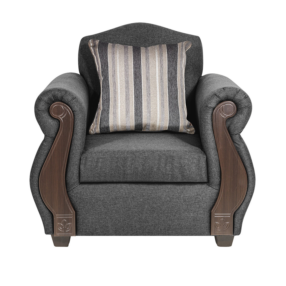Juego de Living Innovamuebles New Bugambilia Sofá 3 Cuerpos + Dos Sillones 1 Cuerpo Gris Oscuro