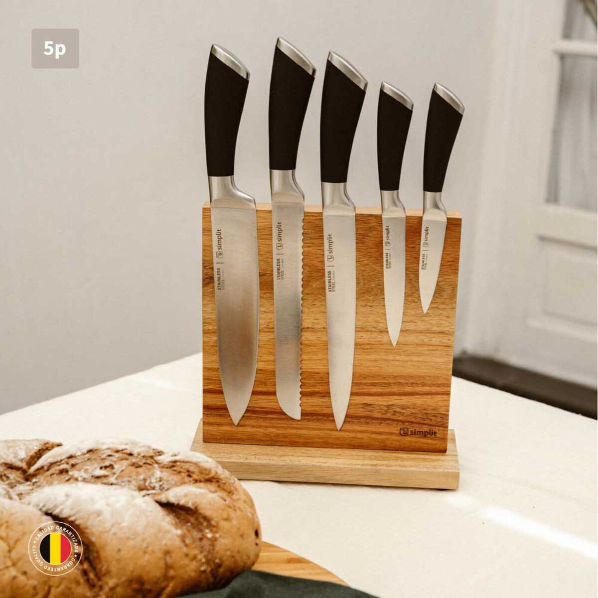 Set Cuchillos Simplit Küche 5 Piezas Negro + Base