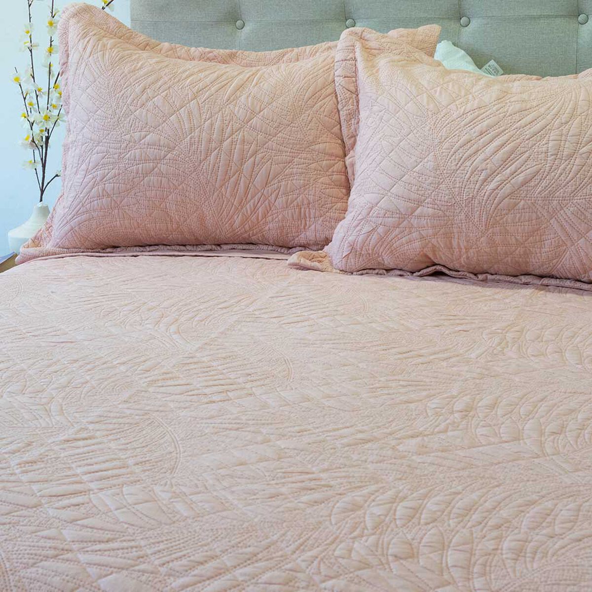 Quilt Doral 2 Plazas Rosa Pastel Bubbly