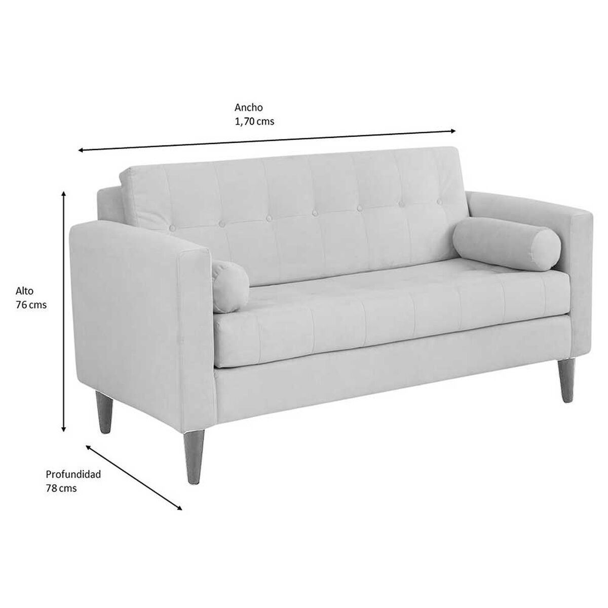 Juego de Living Bodevir Retro  Sofá 3 Cuerpos + Dos Pouf 1 Cuerpo Beige