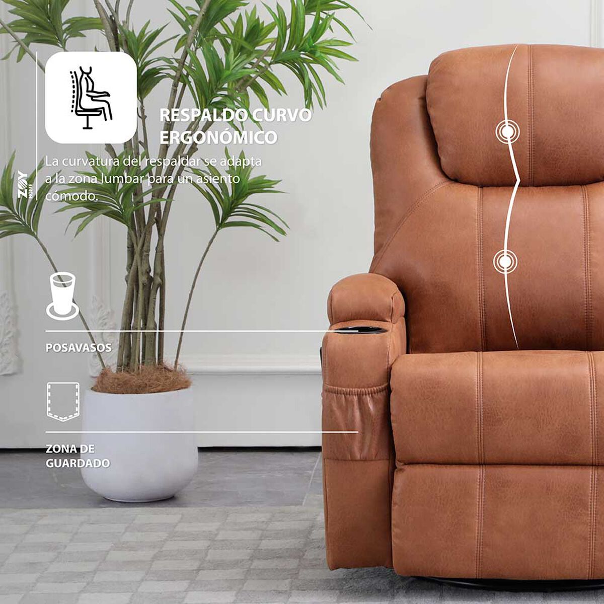 Bergere Zoy Home Lhasa 1 Cuerpo Multifunci&oacute;n Masaje Caf&eacute;