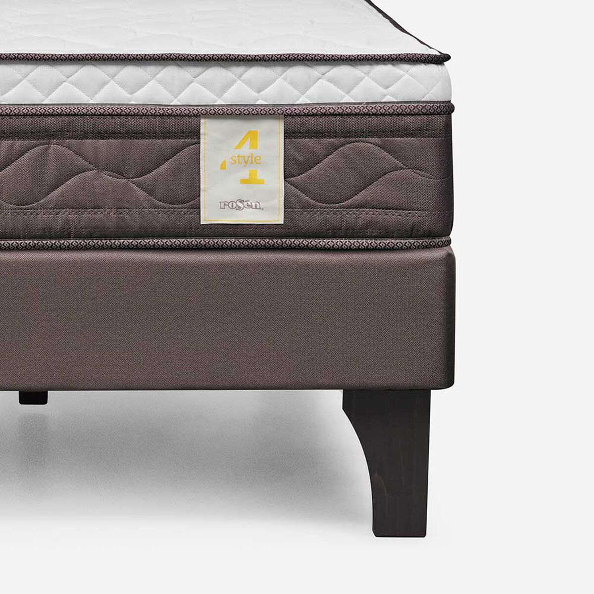 Cama Europea Rosen 2 Plazas New Style 4 Plus + Respaldo Rachel Gris + 2 Veladores