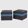 Juego de Living Almore Paris Sofá 3 Cuepos + Dos Pouf 1 Cuerpo Azul Negro