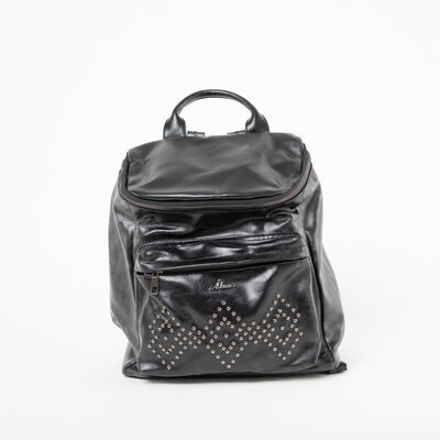 Mochila Eco Cuero Negro Mujer Alma