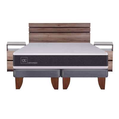 Imagen 2 del producto Cama Europea CIC Base Dividida King Ortopedic + Respaldo + 2 Veladores