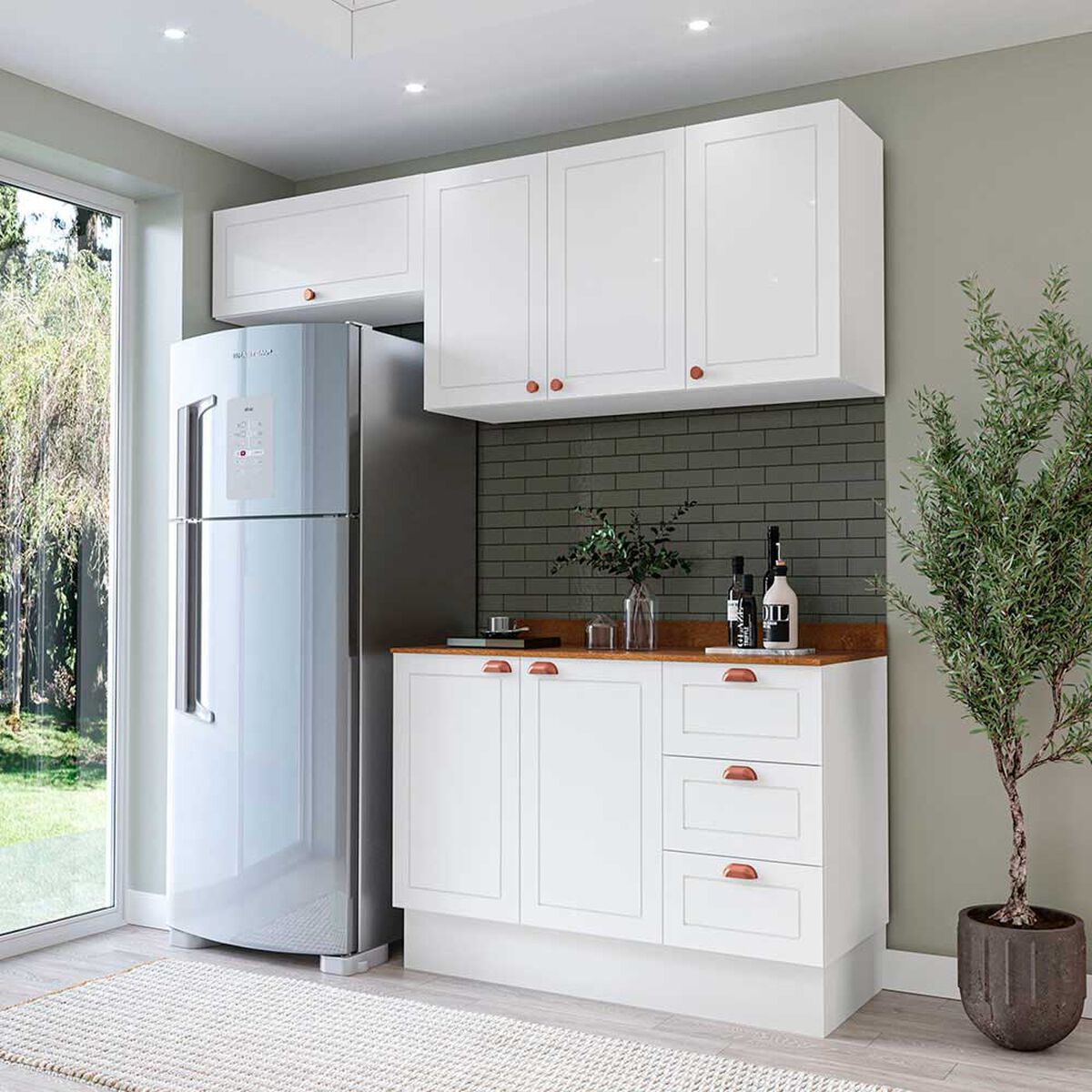 Kit Cocina Modular Royal Vekkahome 6 Puertas 3 Cajones Blanca