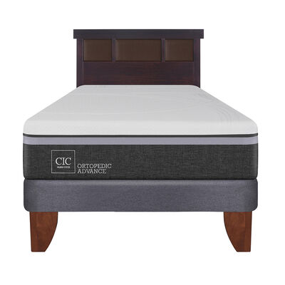 Cama Europea CIC 1,5 Plazas Ortopedic Advance + Respaldo New Dublin Chocolate