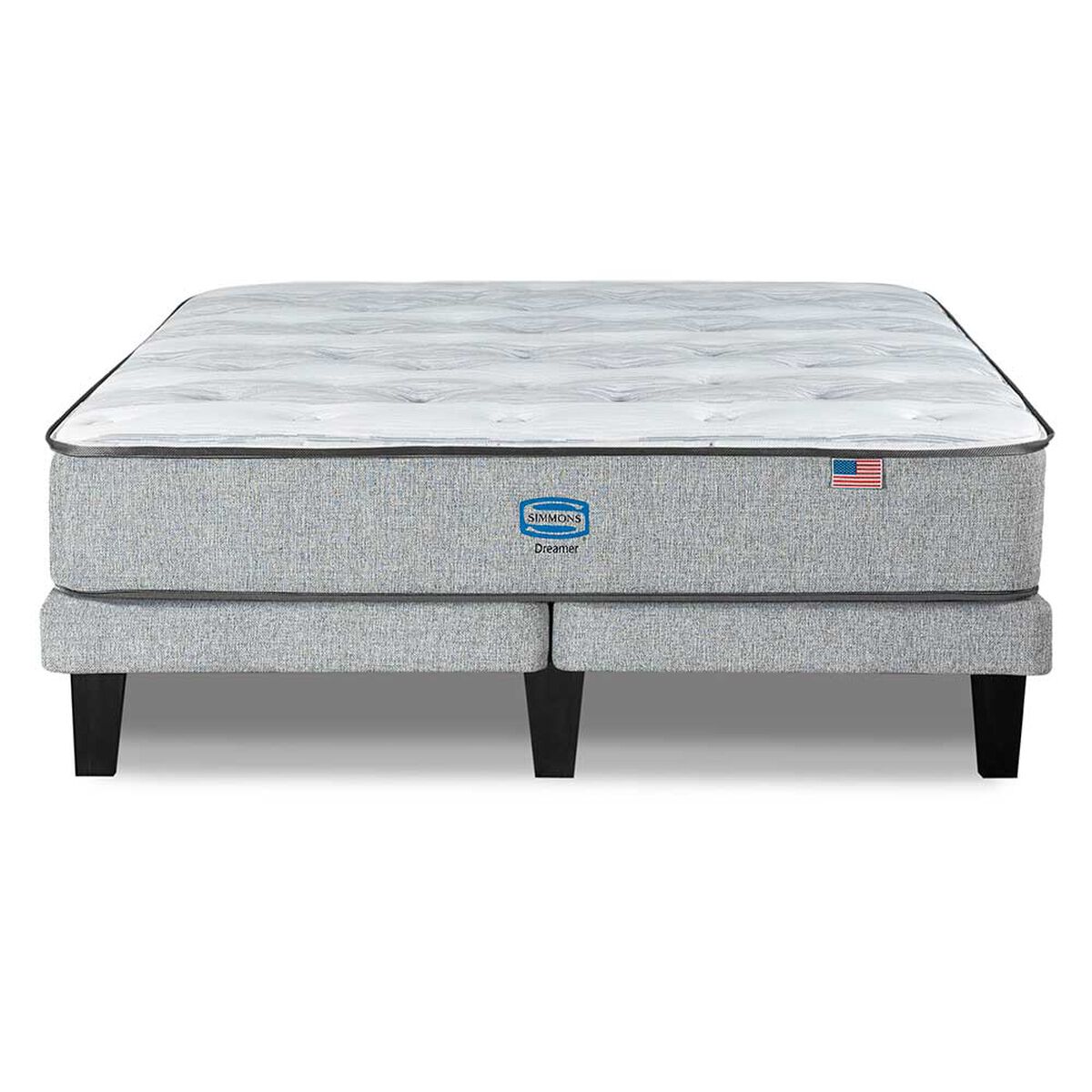 Cama Europea Simmons 2 Plazas Dreamer 190 Cm + Respaldo Praga Plata