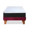 Cama Europea Latam Home 1 Plaza Zen Top Foam Soft Velvet Burdeo