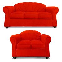 Juego de Living Elegant Detail Marsella Sofá 3 Cuerpos + Sofá 2 Cuerpos Rojo