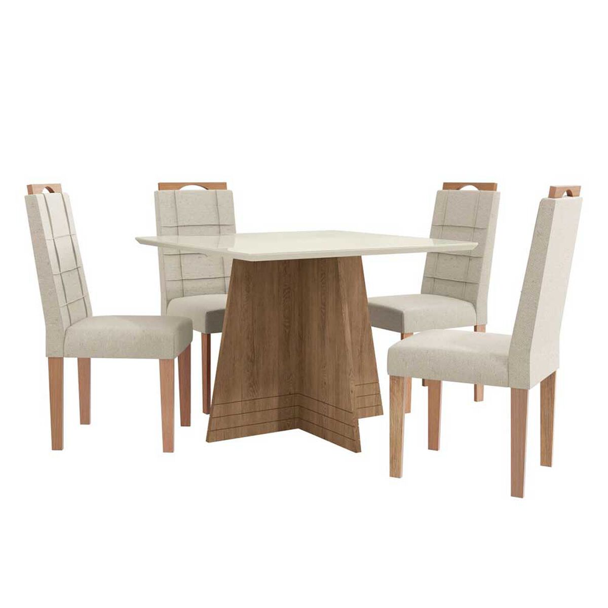 Juego de Comedor Yardas Pizza 4 Sillas Off White