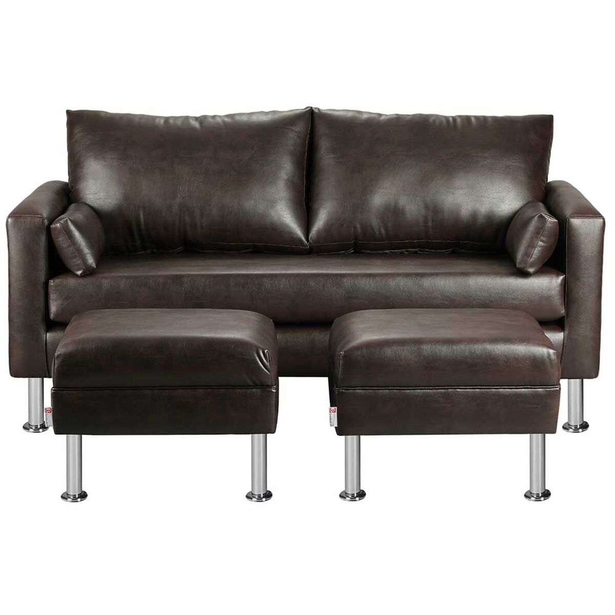 Juego de Living Bodevir Sky PU 12 Sof&aacute; 3 Cuerpos + Dos Pouf 1 Cuerpo Chocolate&nbsp;