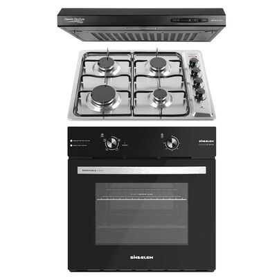Kit Sindelen Horno El&eacute;ctrico Empotrable HE-7000NG + Encimera 4 platos CEG-4600IN + Campana Slim CA-606NG