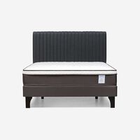 Cama Europea Rosen 2 Plazas New Style 4 + Respaldo Grafito