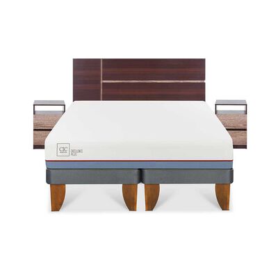 Cama Europea CIC Base Dividida 2 Plazas Excellence Plus + Respaldo + 2 Veladores