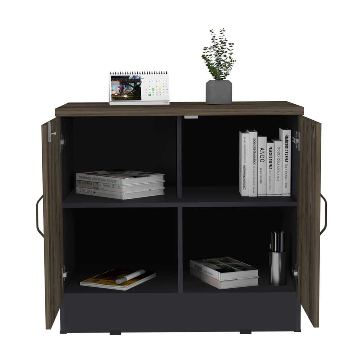 Mueble Archivador TuHome Home Office Negro Soft Coñac