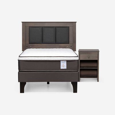 Imagen 1 del producto Cama Europea Rosen 1 Plaza New Style 4 Plus + Respaldo Rachel Gris + Velador