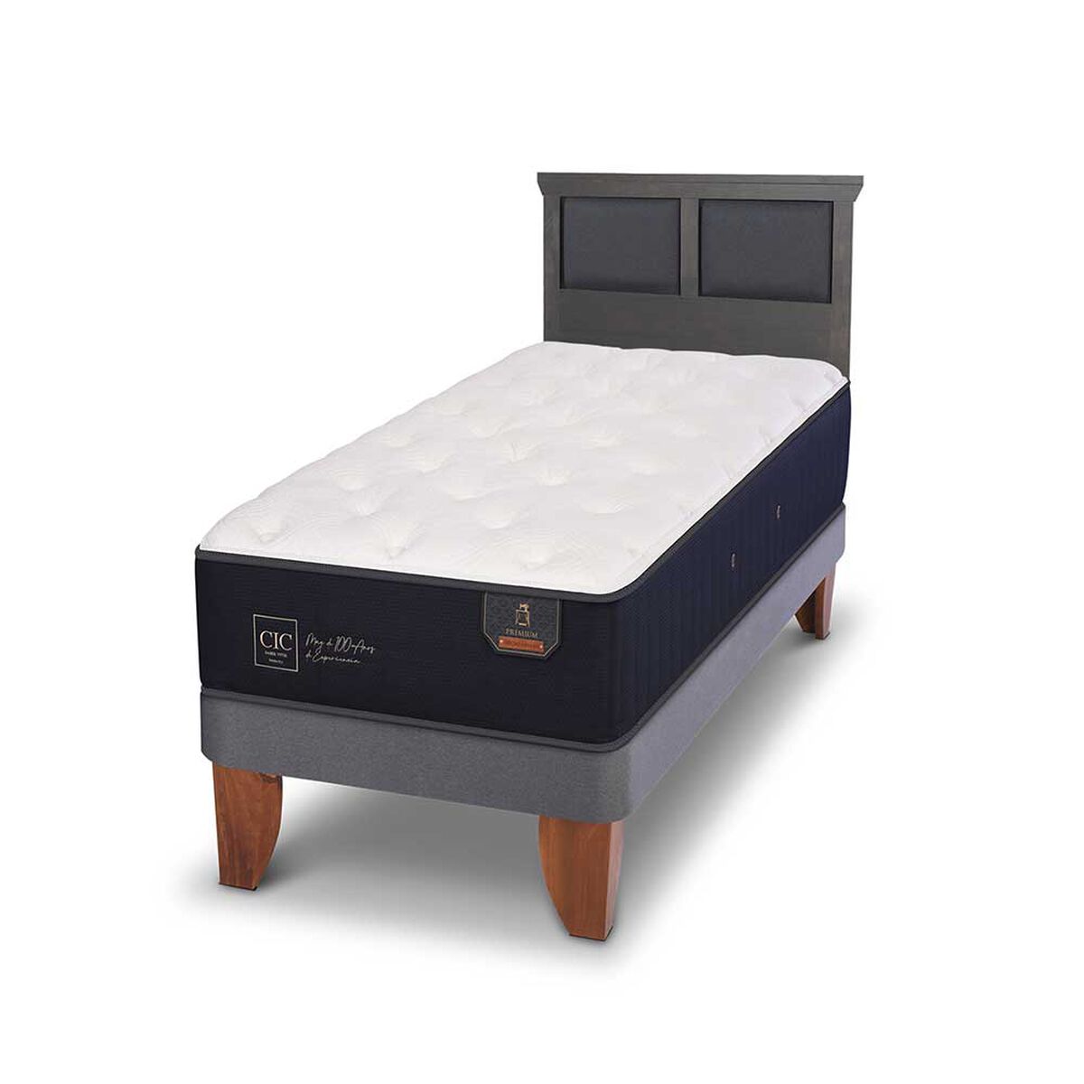 Cama Europea CIC 1,5 Plazas Premium + Respaldo Torino