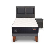 Cama Europea CIC Base Normal 1,5 Plazas Premium + Respaldo + Velador Torino
