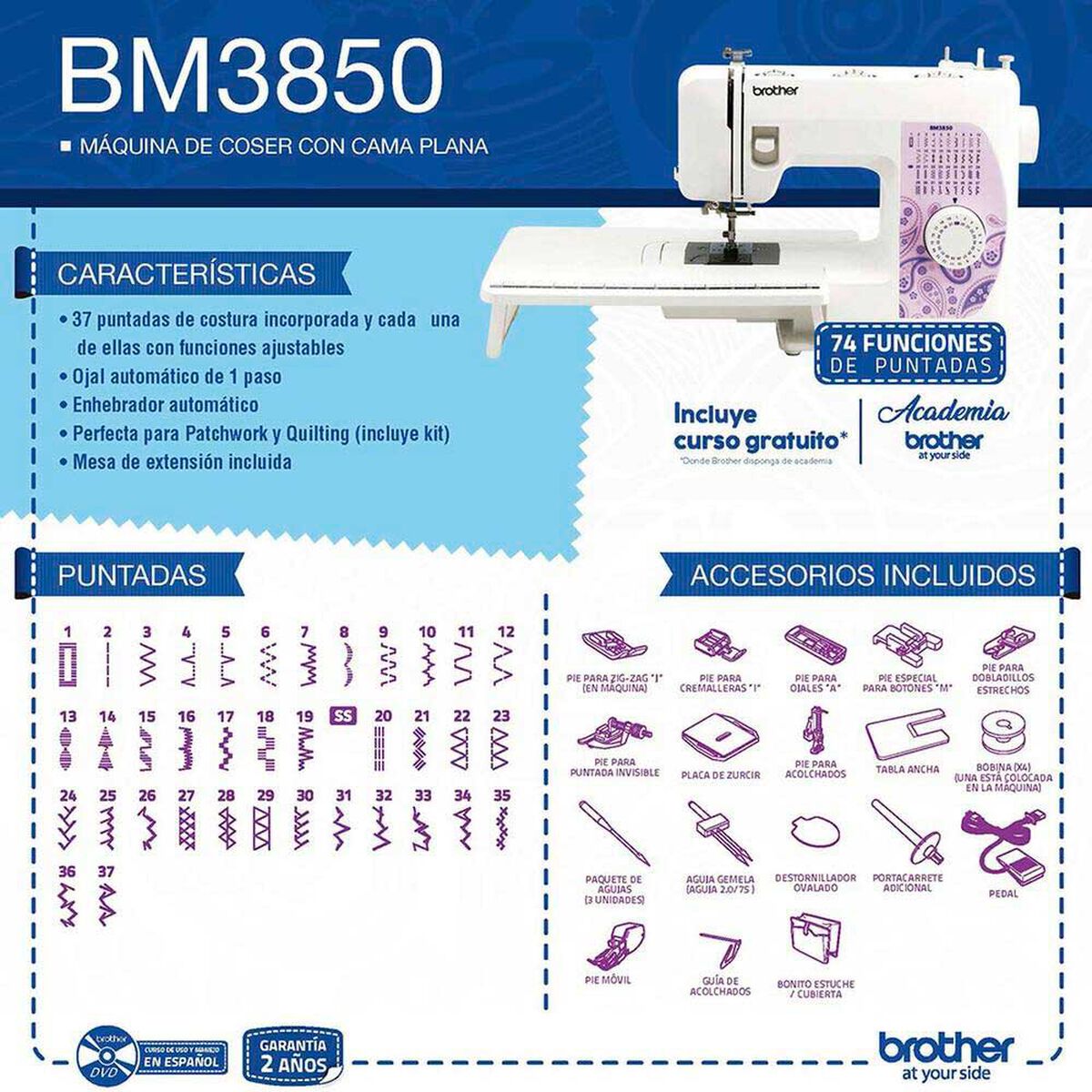M&aacute;quina de Coser Brother BM3850