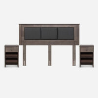 Set Respaldo + Veladores Rosen King Rachel Gris