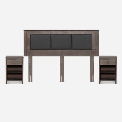 Imagen 1 del producto Set Respaldo + Veladores Rosen King Rachel Gris