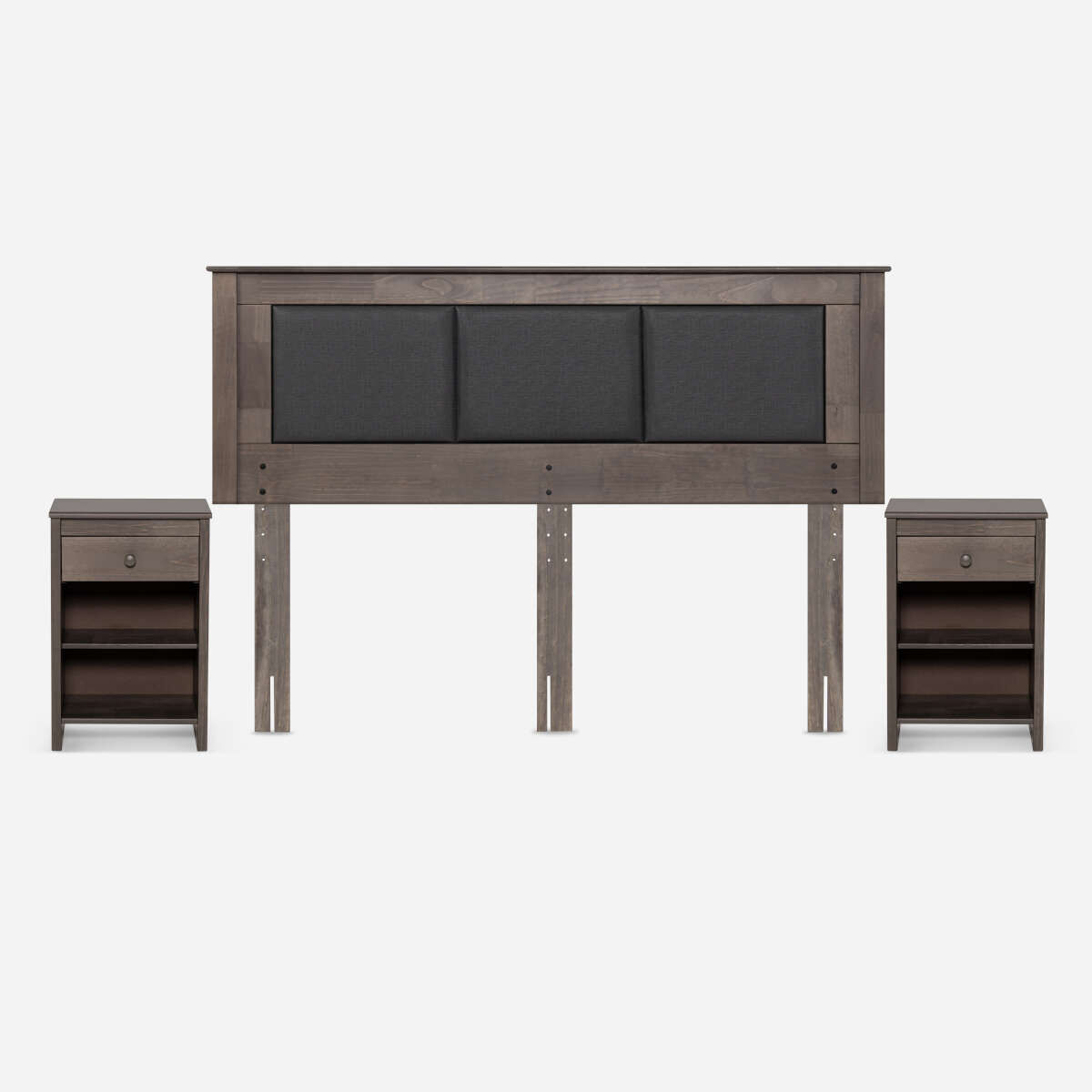 Set Respaldo + Veladores Rosen King Rachel Gris