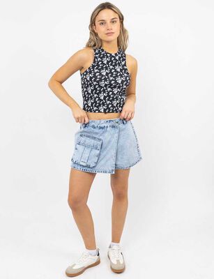 Imagen 2 del producto Falda Short Denim Mujer Icono Celeste, Indigo