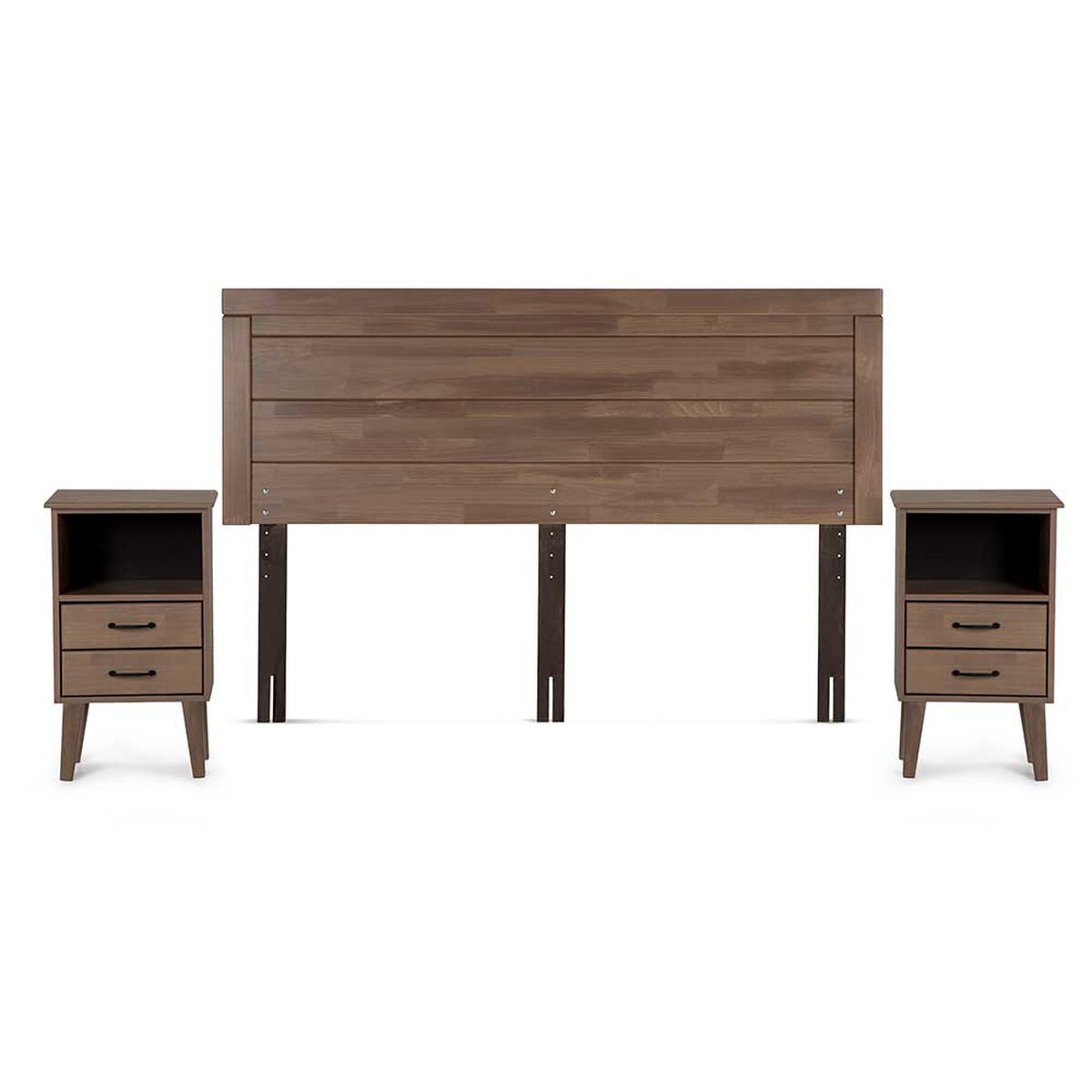 Cama Europea Rosen Base Dividida King Tempo + Respaldo + 2 Veladores Sicilia