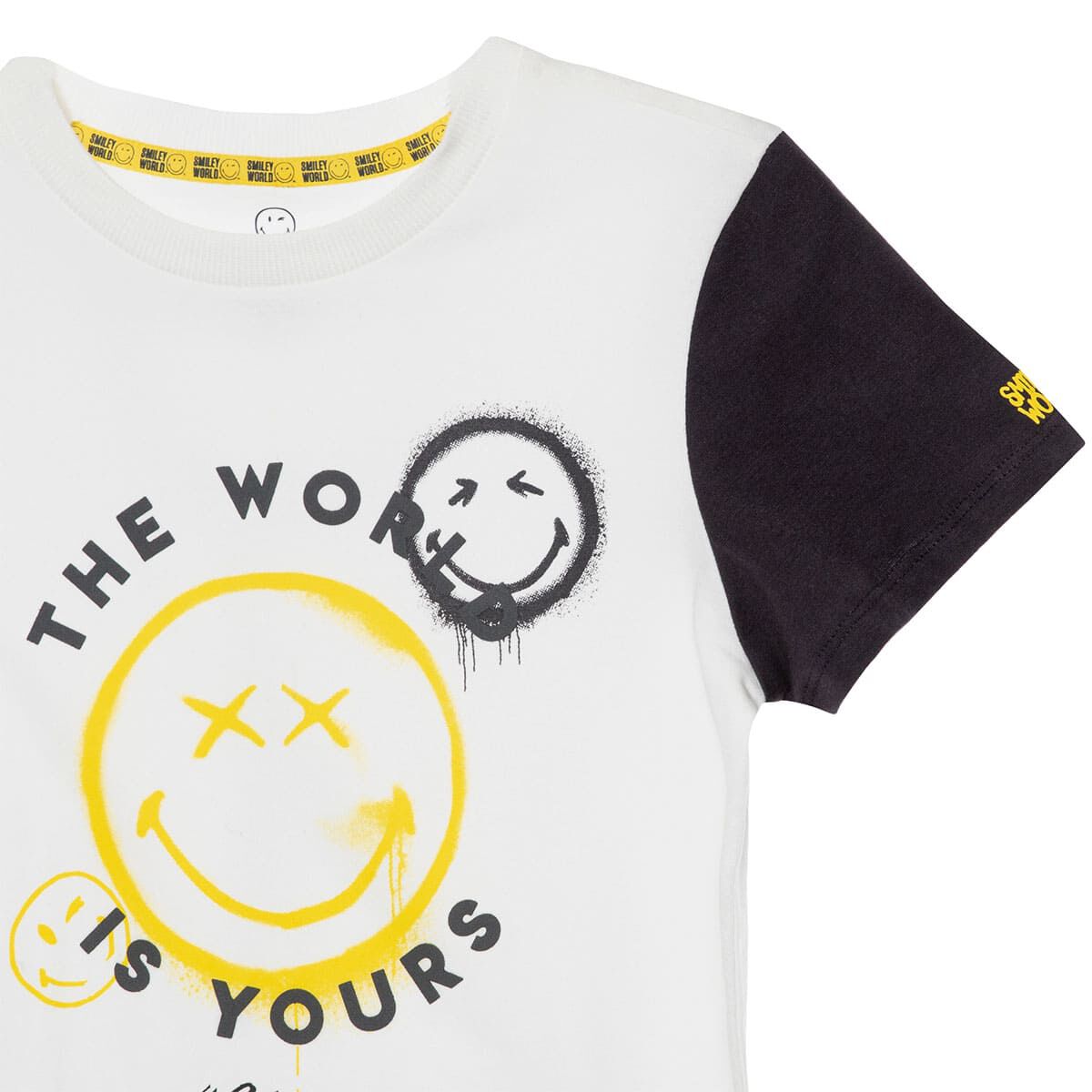 Polera Manga Corta Fashion de Algod&oacute;n Ni&ntilde;o Smiley