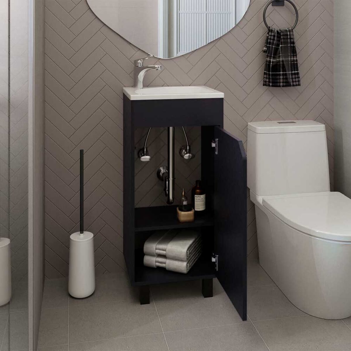 VANITORIO BETHEL 1 PUERTA 86,4X40X32,5 CM WENGUE