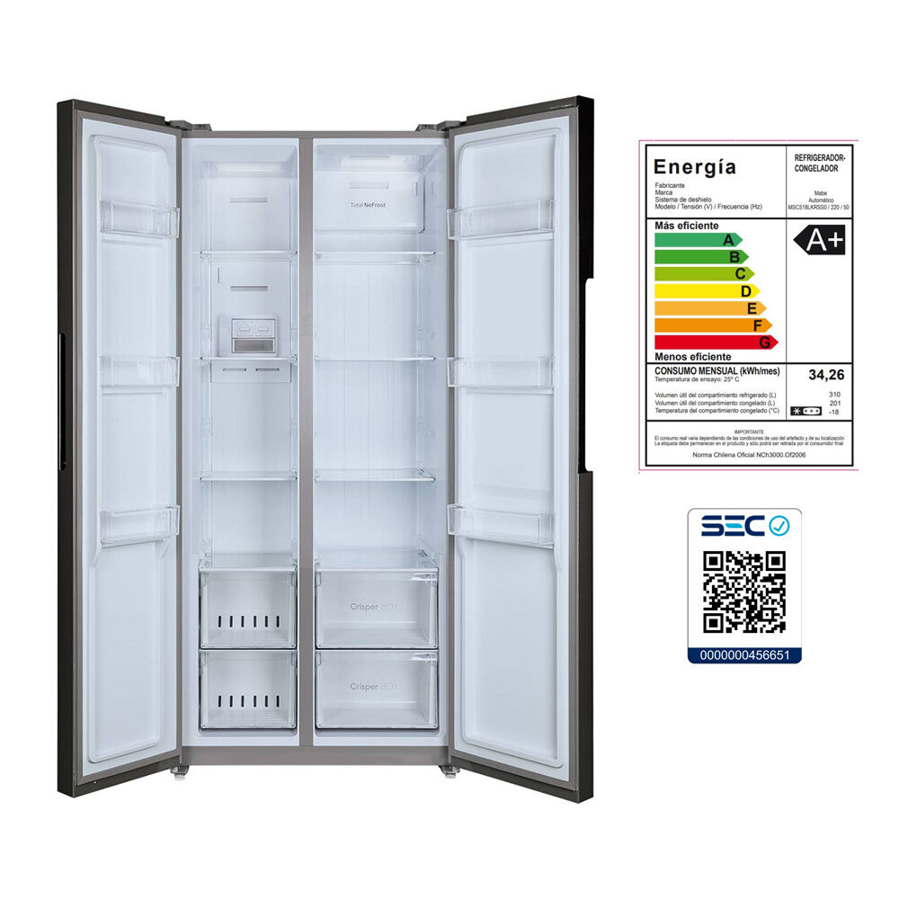 MABE Refrigerador Side by Side Mabe MSC518LKRSS0 511 lts. | Abc