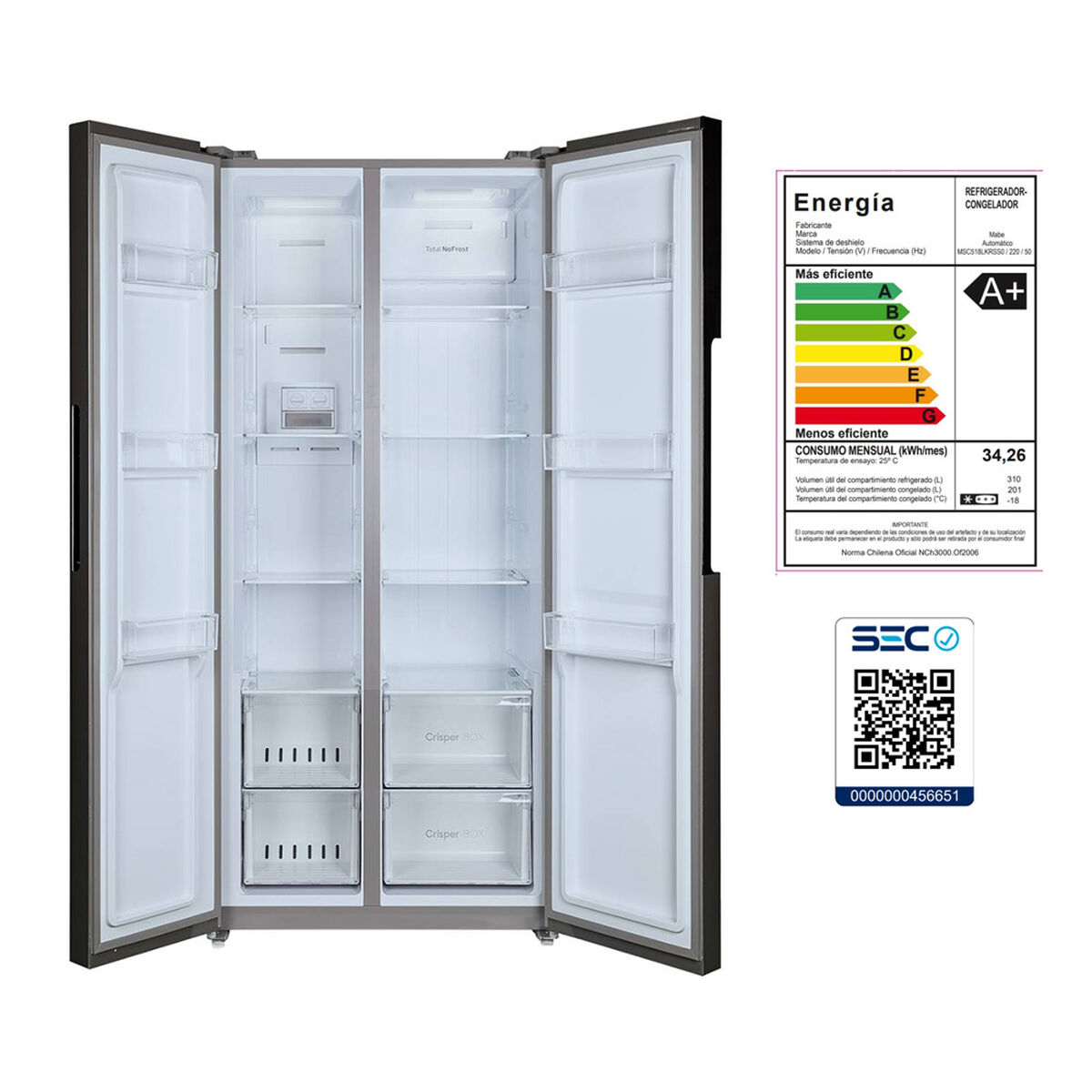 Refrigerador Side by Side Mabe MSC518LKRSS0 511 lts.