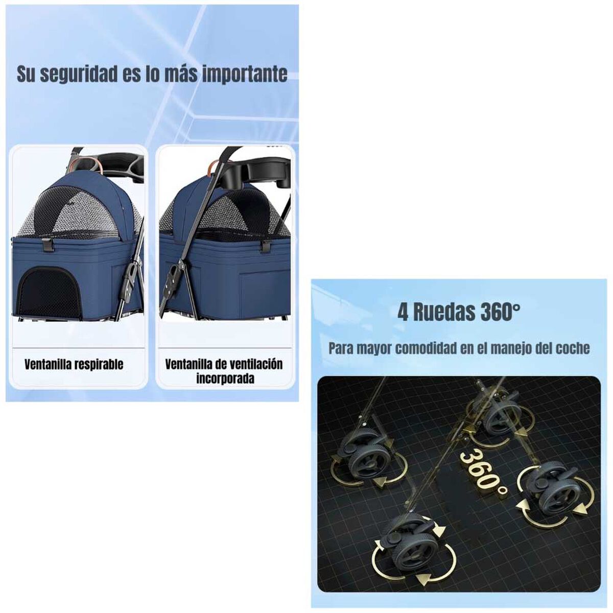 Coche para Mascota LuBabycas Paws Rosado