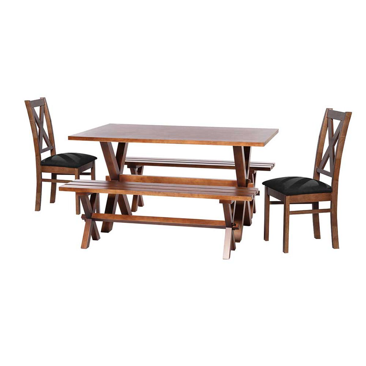 Juego de Comedor Latam Home Sevilla Segovia 2 Sillas + 2 Bancas Velvet Negro