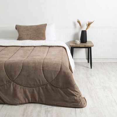 Plumón Coral Sherpa Mashini 1,5 Plazas Liso Café
