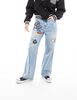 Jeans Con Parches Recto Mujer Icono