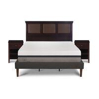 Cama Europea CIC Curve King Balance + Respaldo Caramelo +2 Veladores New Torino Chocolate