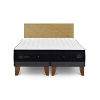 Cama Europea CIC Base Dividida 2 Plazas Súper Premium + Respaldo Villarrica Mostaza