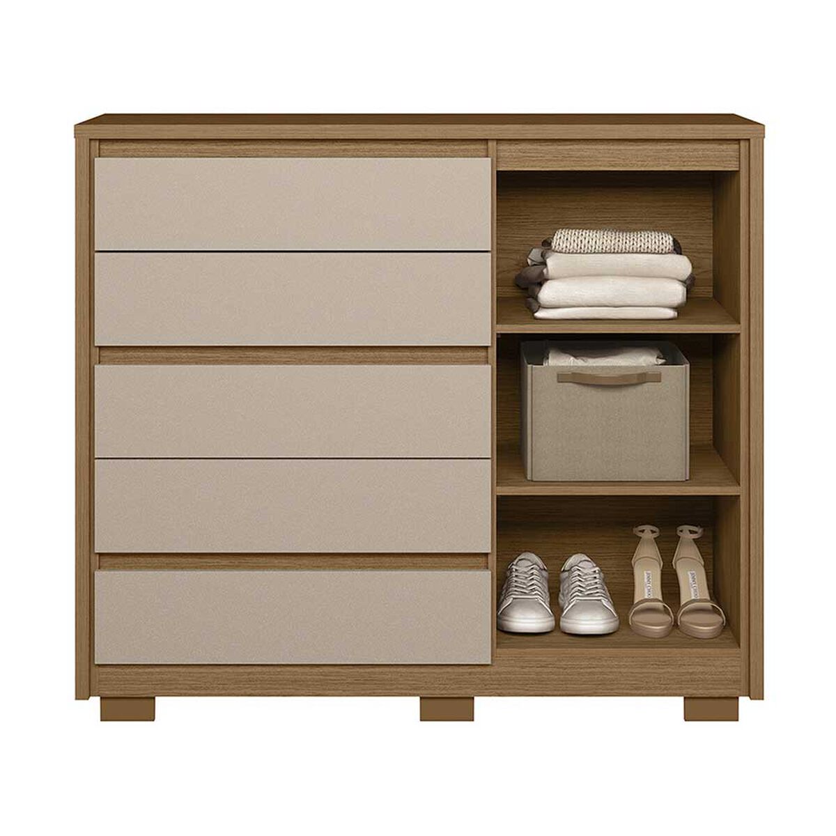 Zapatero Vekkahome Dueto 5 Cajones Café Beige